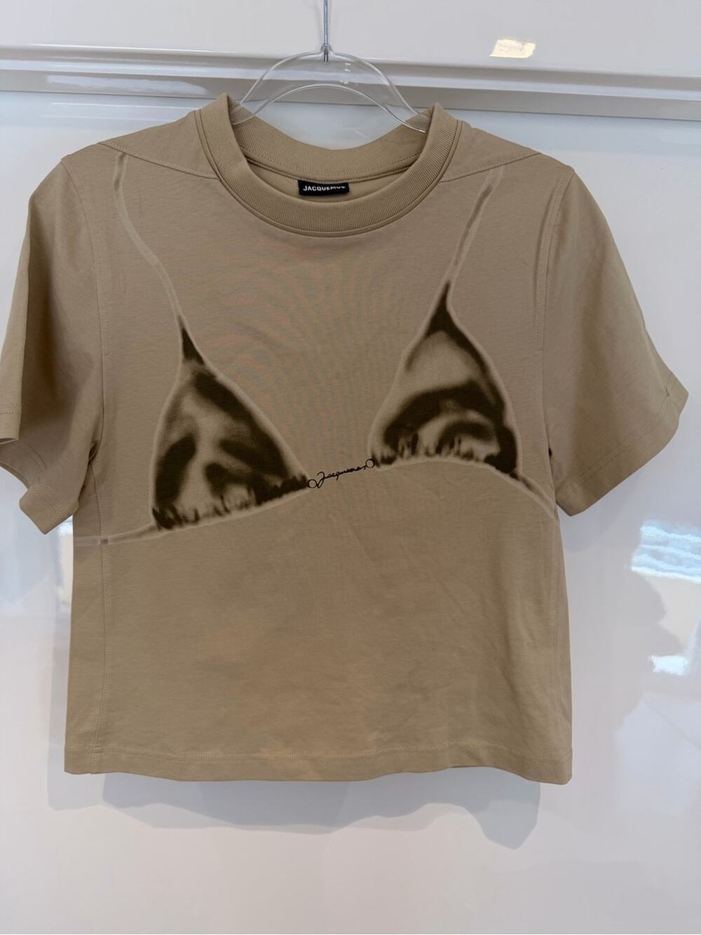 Jacquemus Tan Graphic Cropped Tee